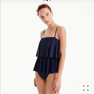 J Crew Black Layered Ruffle One piece swim Sz 0